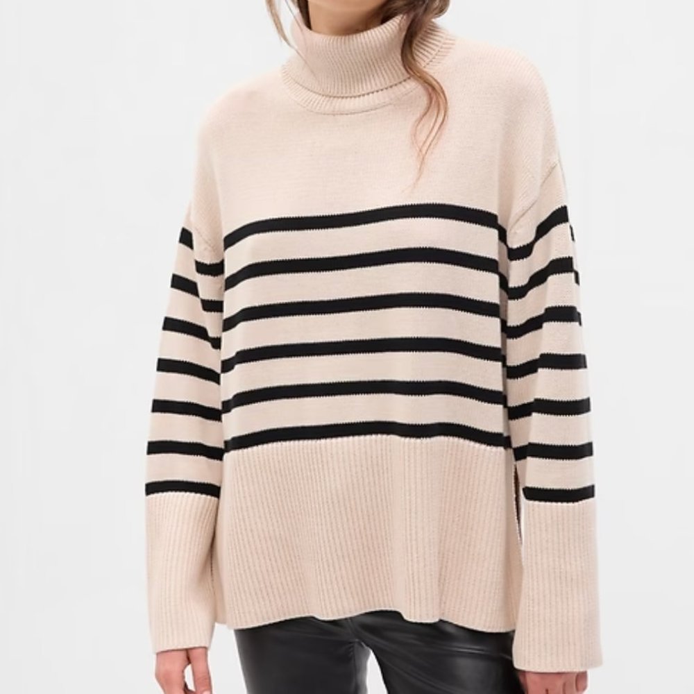 GAP 24/7 Split-Hem Turtleneck Sweater Sz L